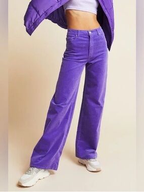 H&M | Women’s Lilac Purple Wide Leg Corduroy Jeans Front/Back Pockets Size 2